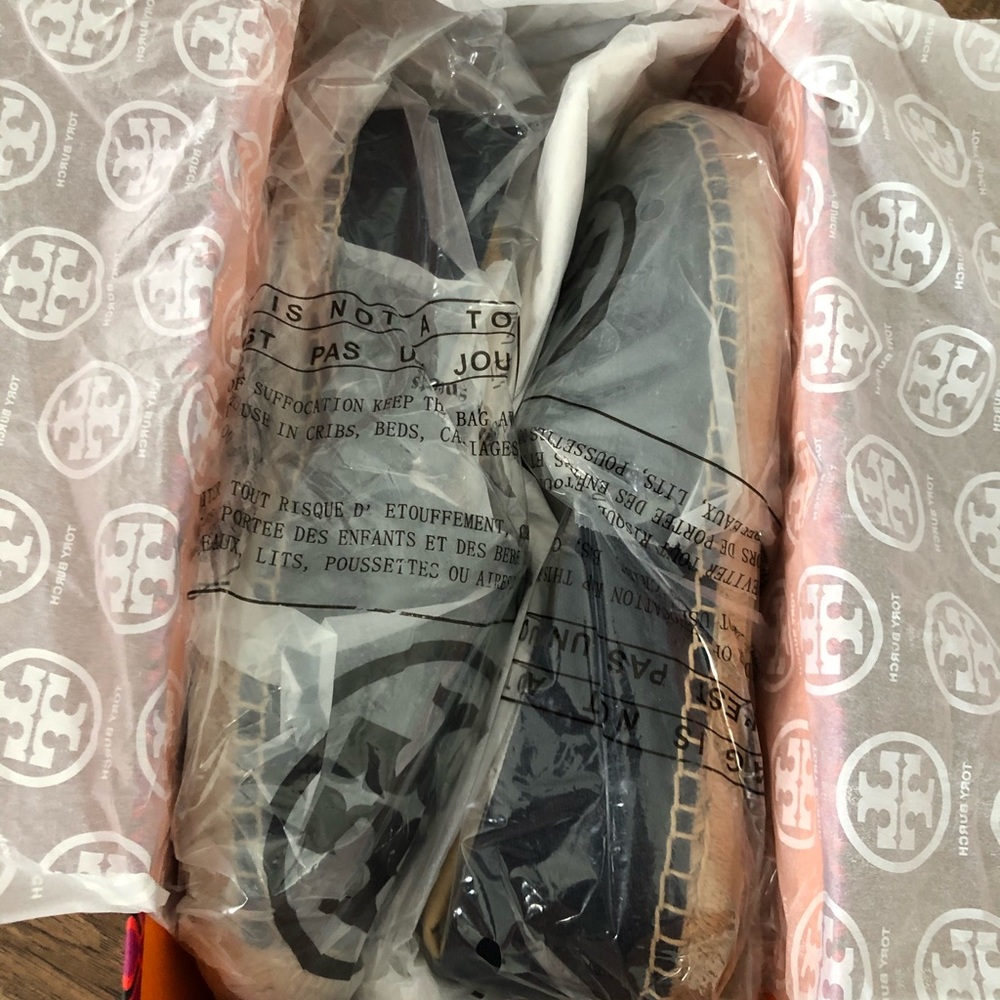 NWT Tory Burch Poppy Logo Espadrille Flat Navy - Picture 6 of 7